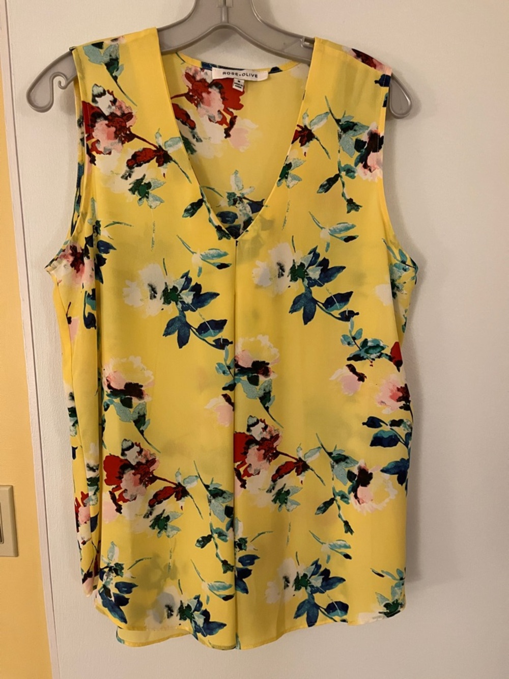 Rose & Olive Yellow Floral V-Neck Tank Top